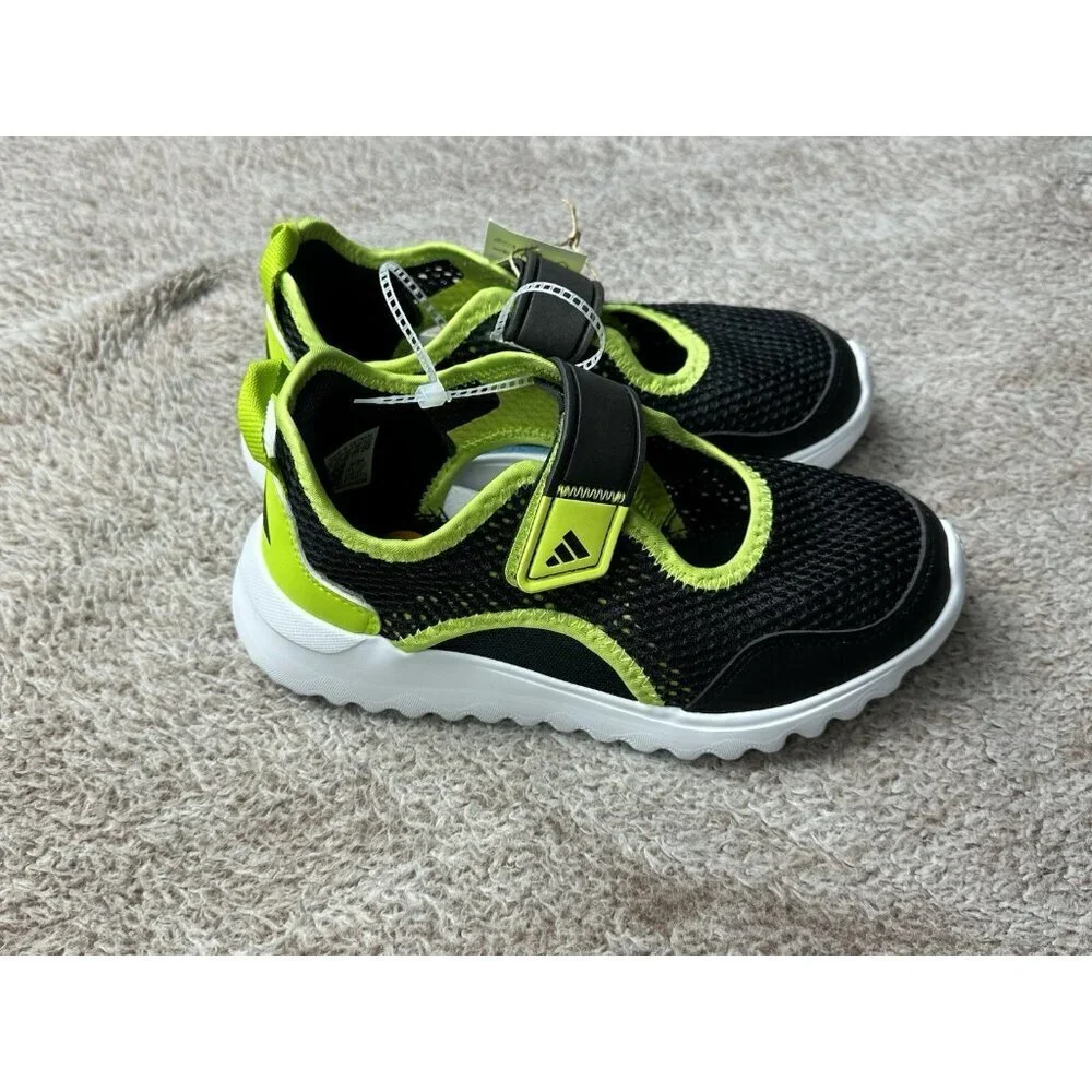 Adidas Summerflex C Kids Training Shoes Black Neon Yellow Mesh Slip On US 3 NWT
